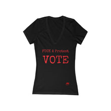 Load image into Gallery viewer, V-neck FUCK A Protest Women's Jersey Short Sleeve Deep V-Neck Tee
