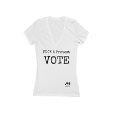 Load image into Gallery viewer, V-neck FUCK A Protest Women's Jersey Short Sleeve Deep V-Neck Tee