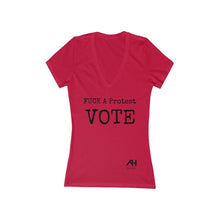 Load image into Gallery viewer, V-neck FUCK A Protest Women's Jersey Short Sleeve Deep V-Neck Tee